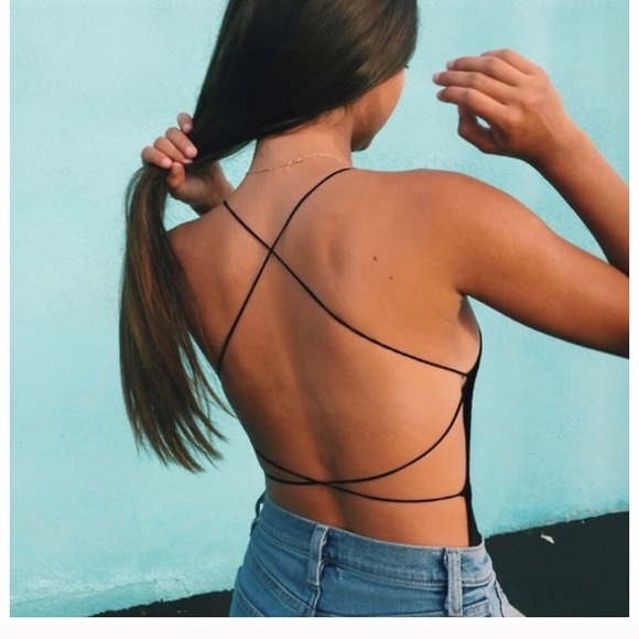 Tops - Black Strappy Bodysuit